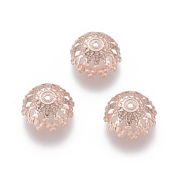 Rose Gold 201 Stainless Steel Fancy Bead Caps, Flower, Multi-Petal, Rose Gold, 12x5mm, Hole: 1mm