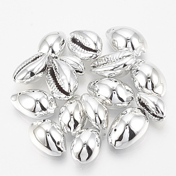 Платина Подвески из панциря каури, платина, 14~20x9~14x7~10 мм, отверстие : 1.5~2 мм