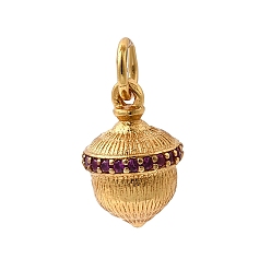 Золотой Латунные микро проложить кубического циркония подвески, подвески в виде сосновых шишек, золотые, 12x8 мм, Перейти кольцо: 5x0.8 мм, 3.2 мм внутренним диаметром