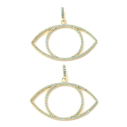 Real 18K Gold Plated Brass Micro Pave Sky Blue Cubic Zirconia Pendants, Evil Eye Charms, Rack Plating, Long-Lasting Plated, Cadmium Free & Lead Free, Real 18K Gold Plated, 30x47x2mm, Hole: 5x3.5mm