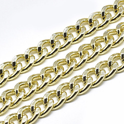 Золотой Алюминий обуздать цепи, с катушкой, несварные, золотые, 12x9x2 мм, около 65.61 футов (20 м) / рулон
