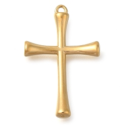 Настоящее золото 14K 304 подвески из нержавеющей стали, крест очарование, реальный 14 k позолоченный, 26x17x3 мм, отверстие : 1 мм