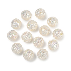 Морская Ракушка Уф-покрытие пластиковых бус, радужный, роза, цвет морской раковины, 15.5x14.5 мм, отверстие : 1.8 мм