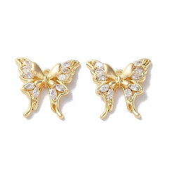 Настоящее золото 18K Стеклянные подвески, с латунной фурнитурой , очарование бабочки, реальный 18 k позолоченный, 15.5x16x3.5 мм, отверстие : 1.2 мм