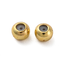 Настоящее золото 18K Стойка для покрытия круглых латунных бусин, с силиконом внутри, долговечный, без свинца и без кадмия, реальный 18 k позолоченный, 3x2.5 мм, отверстие : 0.6 мм