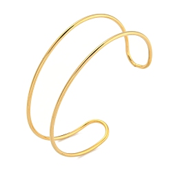 Настоящее золото 18K Ионное покрытие (IP) полое 304 браслеты-манжеты из нержавеющей стали для женщин и мужчин, реальный 18 k позолоченный, внутренний диаметр: 2-1/8x2-5/8 дюйм (5.3x6.7 см)