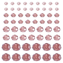 Бледно-фиолетовый Красный 4нити 4 стили стеклянные бусины нити, граненые, рондель, бледно-фиолетовый красный, 2.9~8x2~6 мм, отверстие : 0.4~1 мм, 1 прядь / стиль
