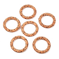 Sandy Brown Autumn Food Grade Eco-Friendly PrintedSilicone Linking Rings, Pumpkin Maple Leaf Round Ring, Sandy Brown, 66x9.5mm, Hole: 2.5mm, Inner Diameter: 46mm