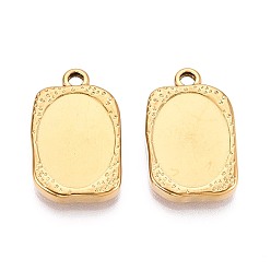 Настоящее золото 18K 304 Настройки кабошон из нержавеющей стали кулон, ионное покрытие (ip), прямоугольные, реальный 18 k позолоченный, лоток : 17x12.5 мм, 23~23.5x14.5x3 мм, отверстие : 2 мм