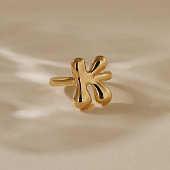 Letter K Латунные кольца-манжеты для женщин, буквы, долговечный, золотые, Письмо K, внутренний диаметр: регулируемый