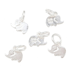 Серебро Изящные серебряные подвески в виде слонов, с перемычками и 999 штампом, серебряные, 5x6.5x1 мм, отверстие : 3 мм