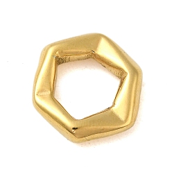 Plaqué 18K Or Véritable Placage ionique (ip) 304 anneaux de liaison en acier inoxydable, hexagone, réel 18 k plaqué or, 17x19x4.5mm, diamètre intérieur: 10x11 mm