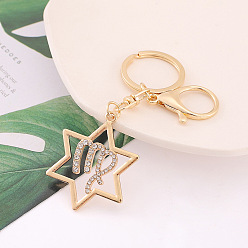Virgo Constellation Theme Alloy with Rhinestone Keychain for Women, Star, Virgo, 11cm