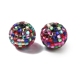 Разноцветный Акриловые стразы бусины, круглая с квадратным стразом, блестящие бусины для изготовления украшений своими руками, ручки и поделки из бисера, красочный, 20 мм, отверстие : 2 мм