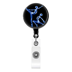 Royal Blue Halloween Theme Skull Lover Pattern Badge Reels, Plastic Clip-On Retractable Badge Holders, Tag Card Holders, Royal Blue, 85x32mm