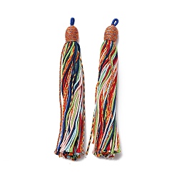 Разноцветный Хлопковые подвески с кисточками, полиэстером, красочный, 128~130x11~12 мм, отверстие : 2x3.5 мм
