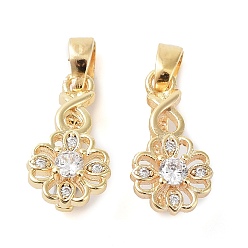Echt 18 k vergoldet Messing Eispickel Prise Bügel, Cadmiumfrei und Nickel frei und Bleifrei, mit Glas, Blume, echt 18 k vergoldet, 16x8x8.5 mm, Bohrung: 5x3 mm, Stift: 0.7 mm
