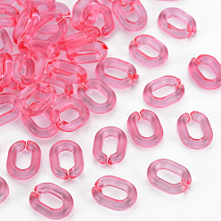 Camellia Transparent Acrylic Linking Rings, Quick Link Connectors, For Jewelry Chains Making, Oval, Camellia, 10x7.5x2.5mm, Hole: 3x5.5mm