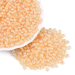 Bisque FGB Glass Seed Beads, Inside Colours Lustered, Grade A, Round, Bisque, 6/0, 4x3mm, Hole: 1.2~1.4mm, about 6400pcs/pound