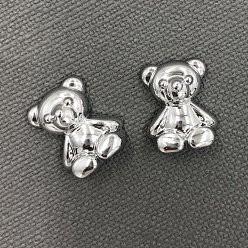 Silver CCB Acrylic Cabochons, Bear, Silver, 22x18mm