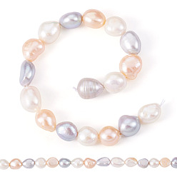 (52) Непрозрачная лаванда 2 бусины из натурального культивированного пресноводного жемчуга, двух сторон полированной, разноцветные, 8.5~13x7.5~10x5~8.5 мм, отверстие : 0.6 мм, около 17~18 шт / нитка, 6.69~7.09'' (17~18 см)