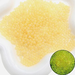 Шампанско-Желтый Светящиеся прозрачные стеклянные бусины, бусины без отверстий , круглые, шампанское желтый, 2~2.5 мм