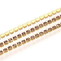 Верблюжий Железо горный хрусталь чашка цепи, с катушкой, золотые, верблюжие, 2x2x2 мм, около 30.00 футов (9.14 м) / рулон