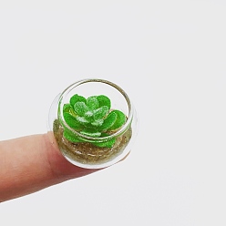 Зеленый лайм Модель горшка для суккулентов из смолы, украшение кукольного домика микропейзажем из мха, зеленый лайм, 26x18 мм