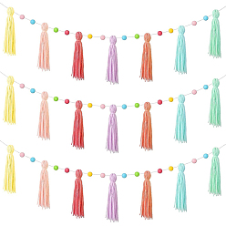 Colorful Wool Felt Ball Tassel Garland Banner, for Party Festivals Home Decorations, Colorful, 1600x130x21mm