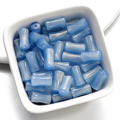 Licht Himmel blau 10 Stück glänzende Harzperlen, Bambusform, Licht Himmel blau, 12.5x6.5 mm, Bohrung: 1.5 mm