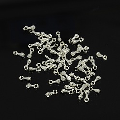 Silver Alloy Charms, Chain Extender Drop, Teardrop, Silver Color Plated, Size: about 7mm long, 2.5mm wide , hole: 1mm