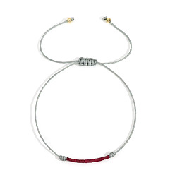 Серебро Браслеты из бисера ручной работы, плетеные из стеклянных бусин, регулируемые плетеные браслеты из волоконного шнура для женщин, колонка, серебряные