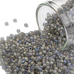 (176F) Light Black Diamond Transparent Rainbow Matte Toho 11/0 runde Perlen, japanische Rocailles, (176 f) hellschwarze diamanttransparente Regenbogenmatte, 2.2 mm, Bohrung: 0.8 mm, ca. 50000 Stk. / Pfund