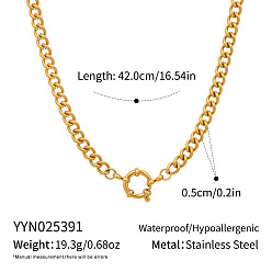 Настоящее золото 18K Минималистичные 5мм 304 кубинские звенья из нержавеющей стали для женщин, с застежками пружинного кольца, реальный 18 k позолоченный, 16.54 дюйм (42 см)