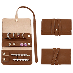 Шоколадный Прямоугольный складной дорожный конверт из искусственной кожи, портативные сумки для ювелирных изделий, для хранения серег, колец, ожерелий, часов, ювелирных изделий, цвет шоколада, 12.2x6.7x1.55 см