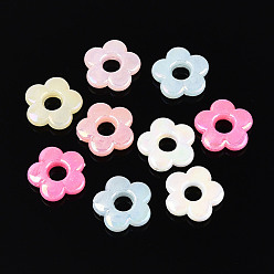 (52) Непрозрачная лаванда Рамка из пластиковых бусин, цветок, имитация желе, с покрытием AB цвета, разноцветные, 18.5x19x4.5~5 мм, отверстие : 1.7 мм, Около 625 шт / 500 г