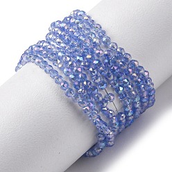 Розовато-лиловый Прозрачные стеклянные бусины гальваническим пряди, круглые бусины нити граненые, розовато-лиловый, 2 мм, отверстие : 0.6 мм, около 194~195 шт / нитка, 14.17~14.49'' (36~36.8 см)