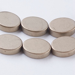 Antique Bronze Plated PVD Vacuum Plating Electroplate Non-magnetic Synthetic Hematite Beads Strands, Frosted, Grade A, Oval, Antique Bronze Plated, 8x6x2mm, Hole: 1mm, about 50pcs/strand, 15.3 inch(39cm)