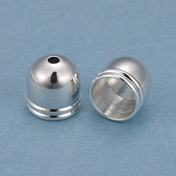 Посеребрённый Латунные заглушки сердечника, долговечный, колонка, 925 серебро покрытием, 8x8 мм, отверстие : 1.6 мм, внутренний диаметр: 6.5 мм