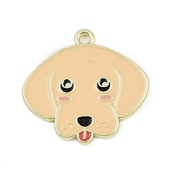 Фора Подвески из эмали и сплава, собачий шарм, золотые, оранжевые, 25x26x1.5 мм, отверстие : 1.8 мм