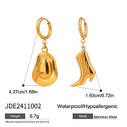 Hat Серьги из 304 нержавеющей стали, золотые, слева и справа, шляпа, 42.7 мм