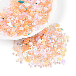 Сэнди Коричневый Ручной полимерной глины кабошонов, с пластиковыми пайетками и искусственным жемчугом из АБС и акриловыми стразами, разнообразные, песчаный коричневый, 1.5~10x1.5~9x0.2~4 мм, отверстие : 1~1.2 мм