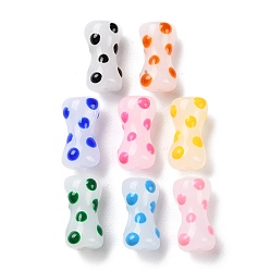 (52) Непрозрачная лаванда Ручной работы ухабистым Шарики Lampwork, бусины ручной работы, с эмалью, колонка, разноцветные, 17.5x9x8 мм, отверстие : 1.4 мм