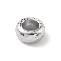 Platinum Brass European Beads, Large Hole Beads, Rondelle, Platinum, 11.5x5.5mm, Hole: 6mm