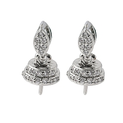 Платина Латунные микропроволочные кубические циркониевые подвески, без свинца и без кадмия, долговечный, стойки покрытие, платина, 12.5x6.5x6.5 мм, штифты : 0.5 мм