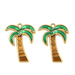 Золотой 304 нержавеющая сталь с эмалевыми подвесками, ионное покрытие (ip), дерево, золотые, 26.5x20x2.5 мм, отверстие : 1.6 мм