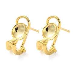 Настоящее золото 18K 925 Результаты серьги стерлингового серебра, реальный 18 k позолоченный, 13x7 мм, штифты : 0.8x11 мм