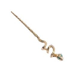 Золотой Палочки для волос из сплава со стразами, змея, золотые, 170x22 мм