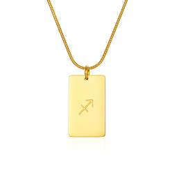 Стрелец Стильные ожерелья из нержавеющей стали с прямоугольным кулоном со знаком зодиака для женщин, золотые, Стрелец