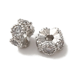 Прозрачный Латунные микро проложить кубического циркония бусы, долговечный, без кадмия и без свинца, плоско-круглые, прозрачные, 4.5x2.5 мм, отверстие : 1.4 мм